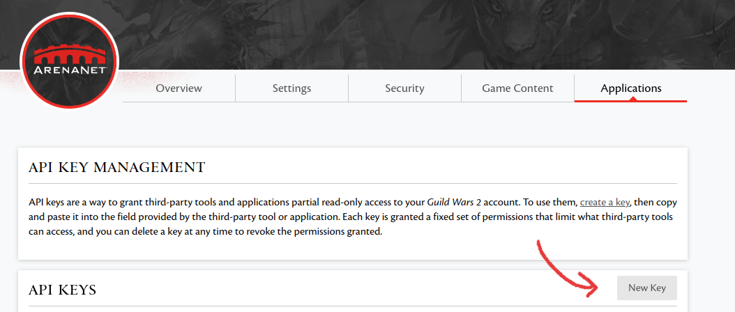 Creating a new API key