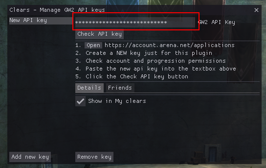 Pasting the new API key